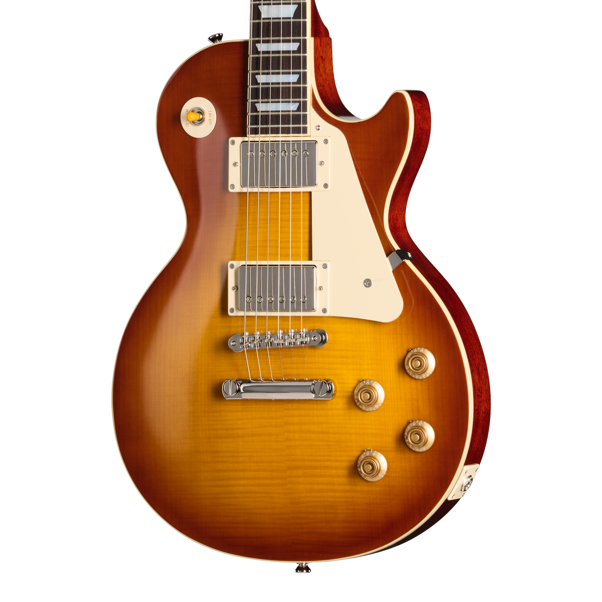 E-Gitarre, Mahagonikorpus, Sunburst, Ahorn-Decke, Doppelspul-Tonabnehmer